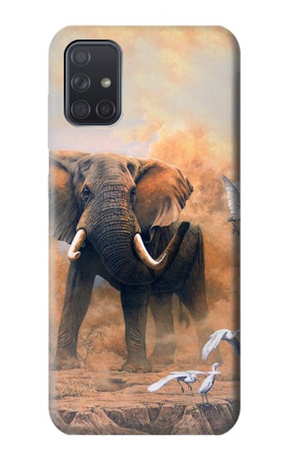 W1292 Dusty Elephant Egrets Hard Case and Leather Flip Case For Samsung Galaxy A71