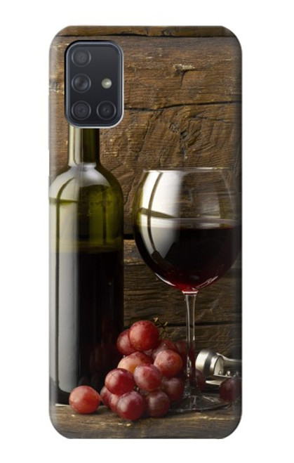 W1316 Grapes Bottle and Glass of Red Wine Hard Case and Leather Flip Case For Samsung Galaxy A71