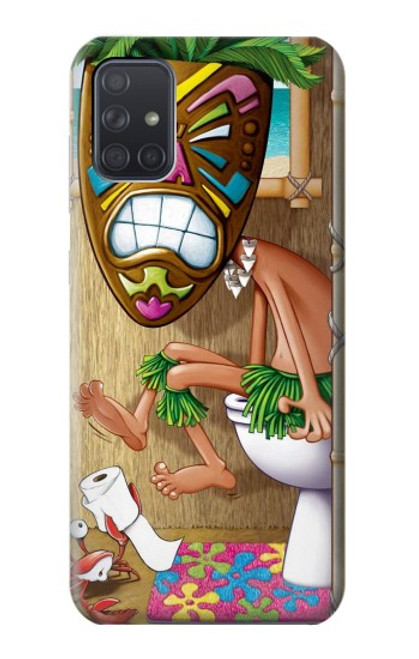 W1702 Tiki Man Toilet Hard Case and Leather Flip Case For Samsung Galaxy A71