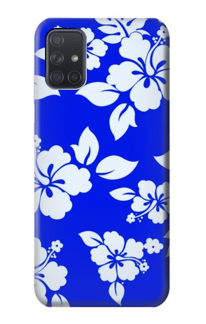 W2244 Hawaiian Hibiscus Blue Pattern Hard Case and Leather Flip Case For Samsung Galaxy A71