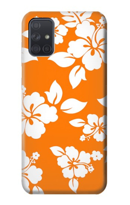 W2245 Hawaiian Hibiscus Orange Pattern Hard Case and Leather Flip Case For Samsung Galaxy A71