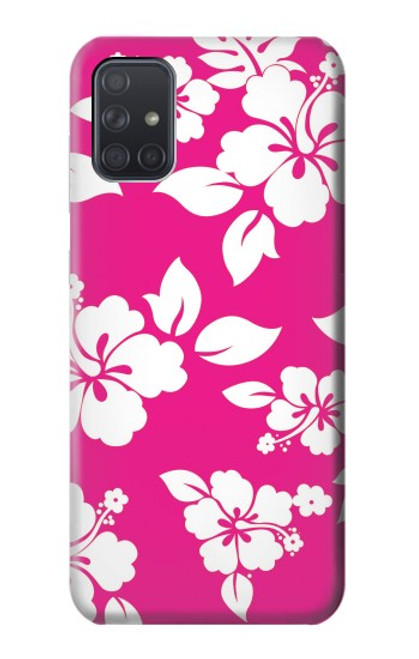 W2246 Hawaiian Hibiscus Pink Pattern Hard Case and Leather Flip Case For Samsung Galaxy A71