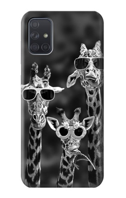 W2327 Giraffes With Sunglasses Hard Case and Leather Flip Case For Samsung Galaxy A71