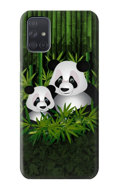 W2441 Panda Family Bamboo Forest Hard Case and Leather Flip Case For Samsung Galaxy A71