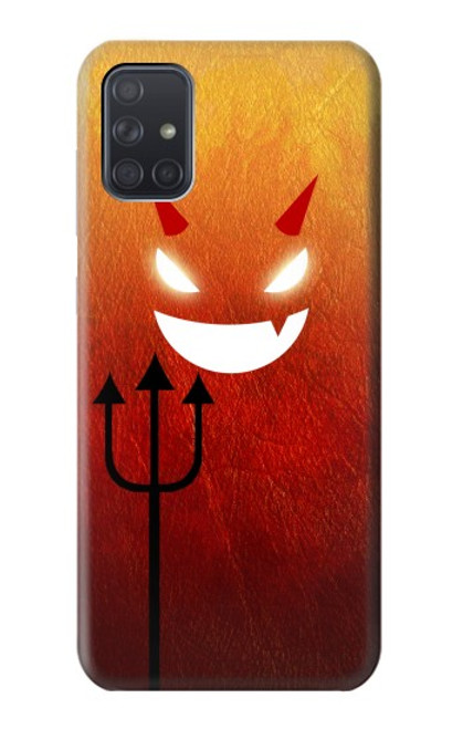 W2454 Red Cute Little Devil Cartoon Hard Case and Leather Flip Case For Samsung Galaxy A71