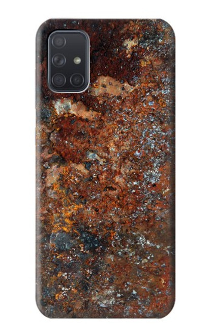 W2714 Rust Steel Texture Graphic Printed Hard Case and Leather Flip Case For Samsung Galaxy A71