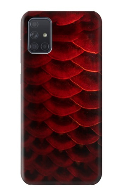 W2879 Red Arowana Fish Scale Hard Case and Leather Flip Case For Samsung Galaxy A71