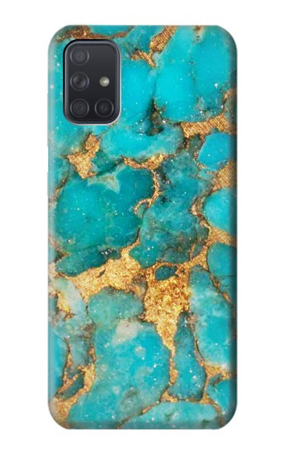 W2906 Aqua Turquoise Stone Hard Case and Leather Flip Case For Samsung Galaxy A71