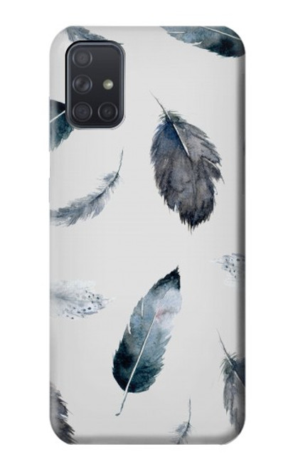 W3085 Feather Paint Pattern Hard Case and Leather Flip Case For Samsung Galaxy A71