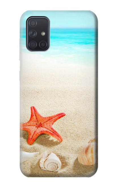 W3212 Sea Shells Starfish Beach Hard Case and Leather Flip Case For Samsung Galaxy A71