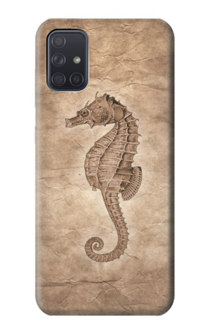 W3214 Seahorse Skeleton Fossil Hard Case and Leather Flip Case For Samsung Galaxy A71