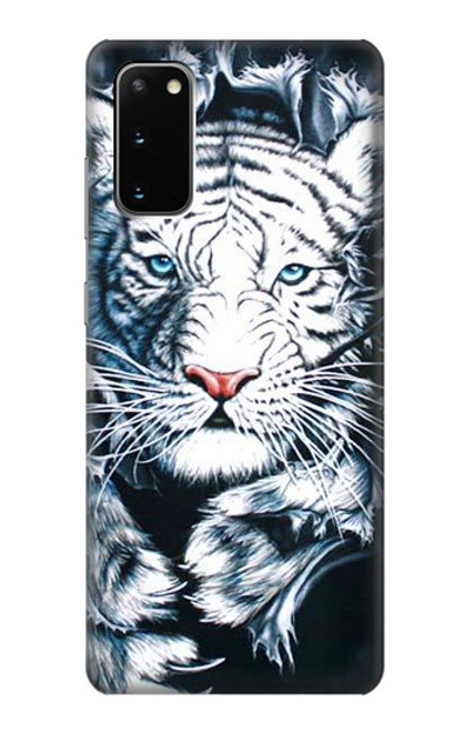 W0265 White Tiger Hard Case and Leather Flip Case For Samsung Galaxy S20