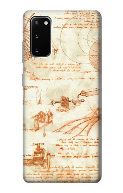 W0566 Technical Drawing Da Vinci Hard Case and Leather Flip Case For Samsung Galaxy S20