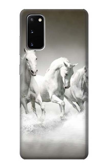 W0933 White Horses Hard Case and Leather Flip Case For Samsung Galaxy S20