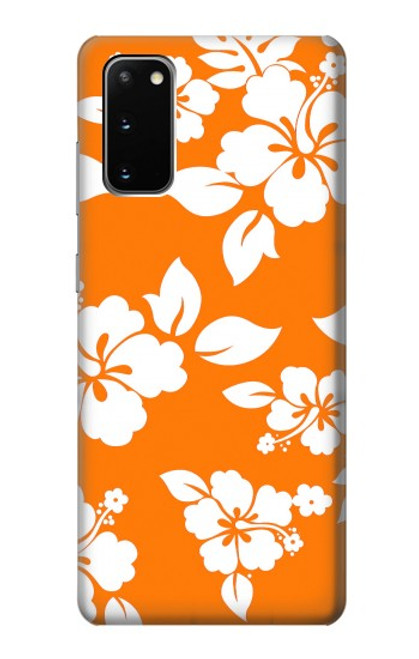 W2245 Hawaiian Hibiscus Orange Pattern Hard Case and Leather Flip Case For Samsung Galaxy S20