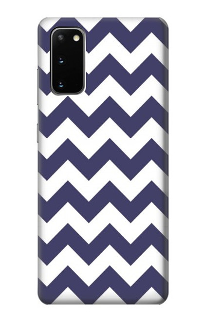 W2345 Navy Blue Shavron Zig Zag Pattern Hard Case and Leather Flip Case For Samsung Galaxy S20