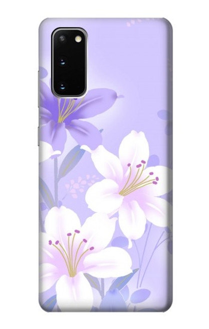 W2361 Purple White Flowers Hard Case and Leather Flip Case For Samsung Galaxy S20