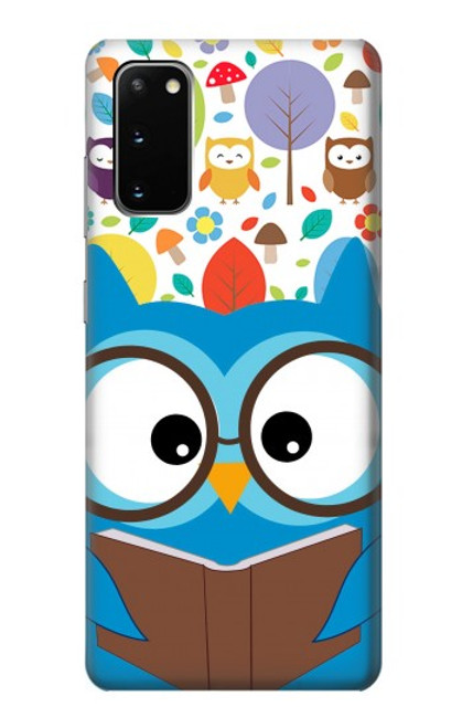 W2521 Cute Nerd Owl Cartoon Hard Case and Leather Flip Case For Samsung Galaxy S20