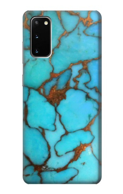 W2685 Aqua Turquoise Gemstone Graphic Printed Hard Case and Leather Flip Case For Samsung Galaxy S20