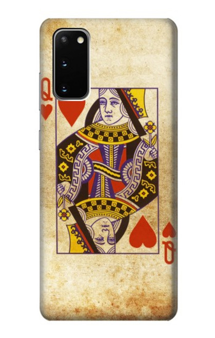 W2833 Poker Card Queen Hearts Hard Case and Leather Flip Case For Samsung Galaxy S20