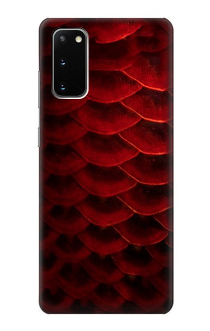 W2879 Red Arowana Fish Scale Hard Case and Leather Flip Case For Samsung Galaxy S20