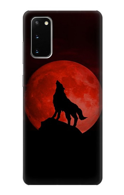 W2955 Wolf Howling Red Moon Hard Case and Leather Flip Case For Samsung Galaxy S20