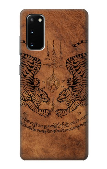 W3209 Sak Yant Twin Tiger Hard Case and Leather Flip Case For Samsung Galaxy S20