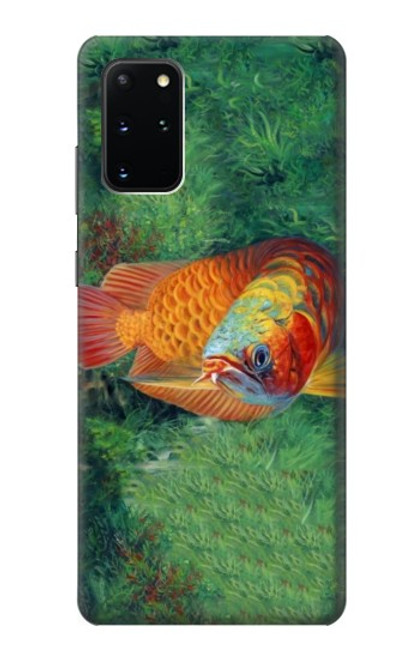 W1157 Red Arowana Fish Hard Case and Leather Flip Case For Samsung Galaxy S20 Plus, Galaxy S20+