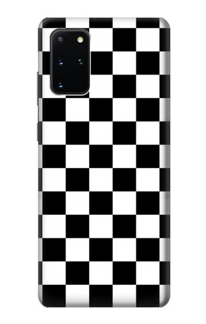 W1611 Black and White Check Chess Board Hard Case and Leather Flip Case For Samsung Galaxy S20 Plus, Galaxy S20+