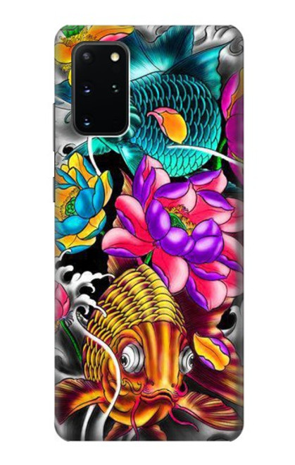 W1630 Fish Japanese Oriental Tattoo Hard Case and Leather Flip Case For Samsung Galaxy S20 Plus, Galaxy S20+