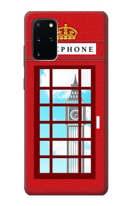 W2059 England British Telephone Box Minimalist Hard Case and Leather Flip Case For Samsung Galaxy S20 Plus, Galaxy S20+