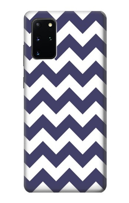 W2345 Navy Blue Shavron Zig Zag Pattern Hard Case and Leather Flip Case For Samsung Galaxy S20 Plus, Galaxy S20+