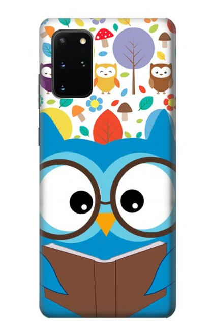 W2521 Cute Nerd Owl Cartoon Hard Case and Leather Flip Case For Samsung Galaxy S20 Plus, Galaxy S20+