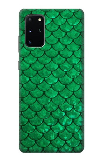 W2704 Green Fish Scale Pattern Graphic Hard Case and Leather Flip Case For Samsung Galaxy S20 Plus, Galaxy S20+