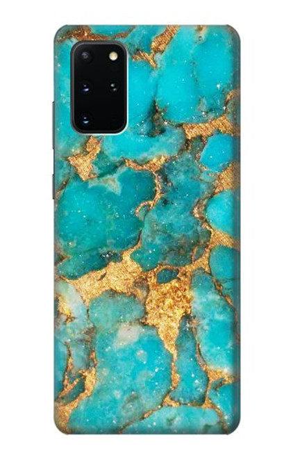 W2906 Aqua Turquoise Stone Hard Case and Leather Flip Case For Samsung Galaxy S20 Plus, Galaxy S20+