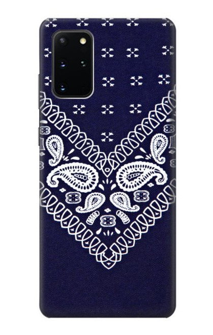 W3357 Navy Blue Bandana Pattern Hard Case and Leather Flip Case For Samsung Galaxy S20 Plus, Galaxy S20+