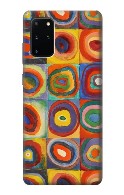 W3409 Squares Concentric Circles Hard Case and Leather Flip Case For Samsung Galaxy S20 Plus, Galaxy S20+