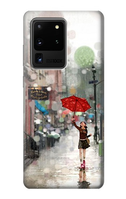 W0108 Girl in The Rain Hard Case and Leather Flip Case For Samsung Galaxy S20 Ultra