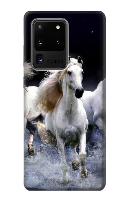 W0246 White Horse Hard Case and Leather Flip Case For Samsung Galaxy S20 Ultra