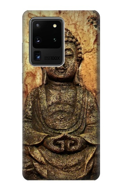 W0344 Buddha Rock Carving Hard Case and Leather Flip Case For Samsung Galaxy S20 Ultra