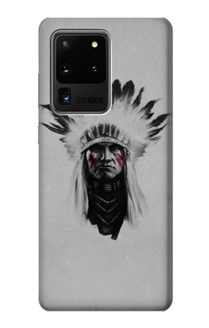 W0451 Indian Chief Hard Case and Leather Flip Case For Samsung Galaxy S20 Ultra