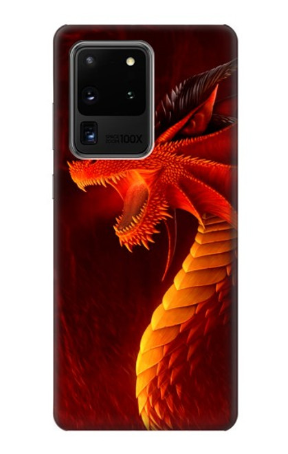 W0526 Red Dragon Hard Case and Leather Flip Case For Samsung Galaxy S20 Ultra