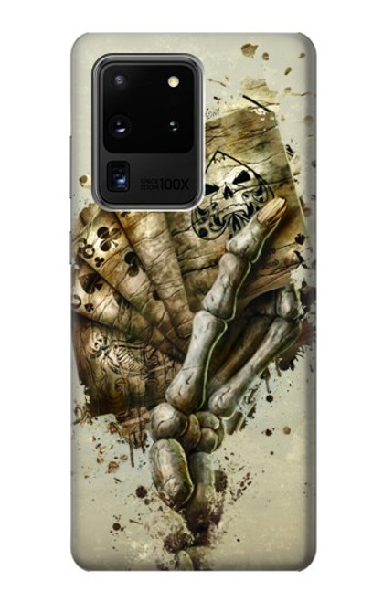 W0550 Skull Card Poker Hard Case and Leather Flip Case For Samsung Galaxy S20 Ultra