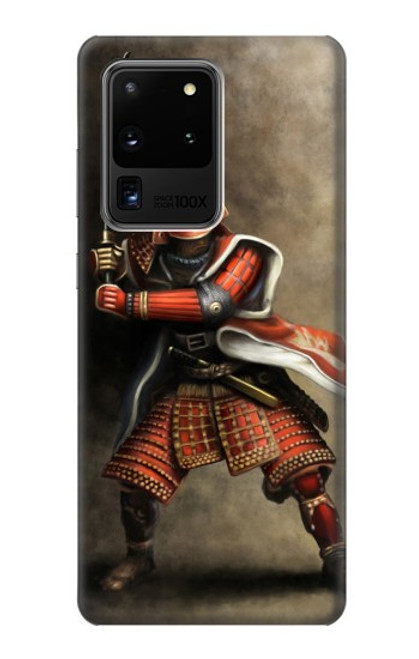 W0796 Japan Red Samurai Hard Case and Leather Flip Case For Samsung Galaxy S20 Ultra