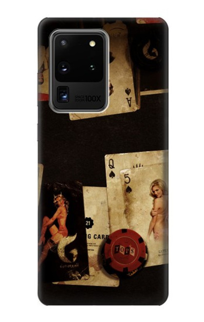 W1069 Old Vintage Sexy Poker Hard Case and Leather Flip Case For Samsung Galaxy S20 Ultra