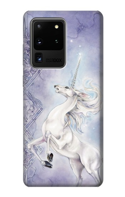 W1134 White Horse Unicorn Hard Case and Leather Flip Case For Samsung Galaxy S20 Ultra