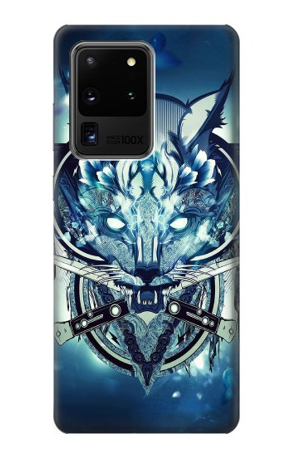 W1135 Wolf with knives Rock Hard Case and Leather Flip Case For Samsung Galaxy S20 Ultra
