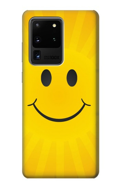 W1146 Yellow Sun Smile Hard Case and Leather Flip Case For Samsung Galaxy S20 Ultra