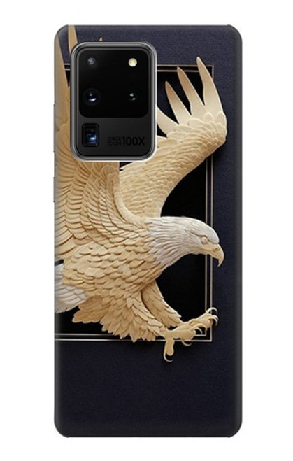 W1383 Paper Sculpture Eagle Hard Case and Leather Flip Case For Samsung Galaxy S20 Ultra