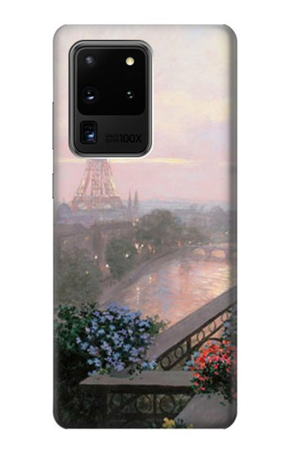 W1443 Terrace in Paris Eifel Hard Case and Leather Flip Case For Samsung Galaxy S20 Ultra